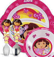 凑单品：munchkin 麦肯齐 Toddler Dining Set Dora The Explorer 爱探险的朵拉 授权版 儿童餐具套装