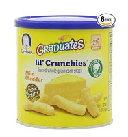 Gerber 嘉宝 Graduates Lil' Crunchies  Mild Cheddar 干酪泡芙条 42g*6罐