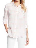 Calvin Klein Jeans  Plaid Ramie Linen 女款格子衬衫