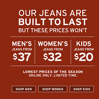 促销活动：Levi's美国官网  部分牛仔裤