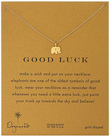 dogeared Reminder "Good Luck" Gold-Plated Sterling Silver Elephant Pendant 象形项链
