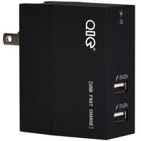 QIC WH2U-4A-BK 双手机平板移动充电器双口USB 5V2.1A快速充电插头 黑