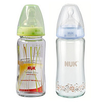 NUK 耐高温彩色宽口玻璃奶瓶240ML（带1号硅胶中圆孔奶嘴）