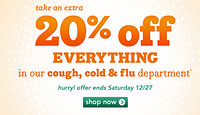 促销活动：drugstore 官网 cough, cold & flu 咳嗽/感冒/流感部门