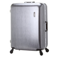 LATIT 全PC防刮防磨铝框旅行行李箱 拉杆箱 男女26寸 万向轮 拉丝银