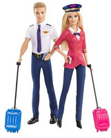 Barbie 芭比 Careers Barbie and Ken 机师空姐 芭比娃娃礼盒套装
