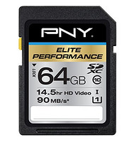PNY 必恩威 Elite Performance UHS-1 64GB SD存储卡（读95M/s、写65M/s）