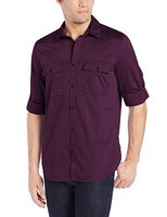 大码福利：Calvin Klein Sportswear Long Roll-Up Sleeve Chambray Shirt 男款衬衫