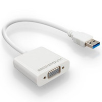 Hagibis 海备思 504354 USB3.0转VGA线 投影仪接口转换器接头 独立USB外置显卡多屏 PC白色