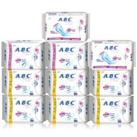 ABC 纤薄透气 排湿棉柔 卫生巾组合10包（日48片+夜22片）