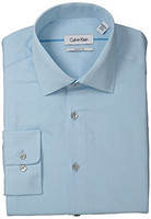 Calvin Klein 男士 修身免熨长袖衬衫 Blue Topaz