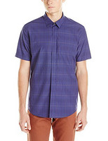 大码福利：Calvin Klein Sportswear Linear Plaid Check 男款短袖衬衫