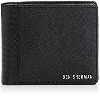 BEN SHERMAN Emboss Leather Gingham 男款真皮双折钱包