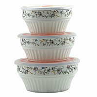 敏杨航空保鲜碗三件套 陶瓷碗带盖保鲜盒