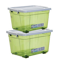 Citylong 禧天龙 整理箱超值2个装（38L+58L）环保塑料滑轮收纳箱 大号储物 6085/86（海苔绿）收纳盒