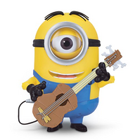 Minions Stuart Interacts with Guitar  弹吉他的小黄人（会说话/能摇摆）