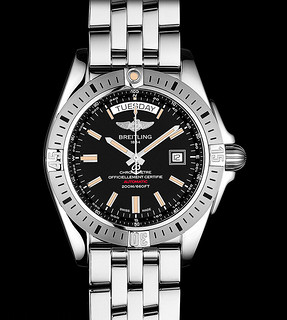 breitling百年灵银河系列a45320b9bd42375a男士机械手表44mm黑盘银色