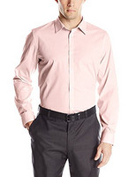 大码福利：Calvin Klein Striped Poplin Long Sleeve Woven Shirt 免熨男士长袖衬衫