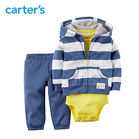 Carter's 男童 条纹连帽外套长裤3件套 126G117