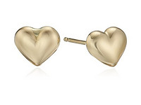 Amazon Collection 14k Yellow Gold Tiny Heart Button Earrings 14K黄金心形耳钉