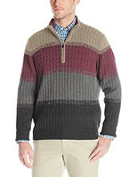 IZOD Engineered Colorblocked 1/4 Zip Cable Sweater  男士纯棉毛衣
