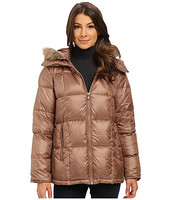 KENNETH COLE New York Cheveron Quilt Down Jacket with Faux Fur Trim Hood 女款带帽羽绒服