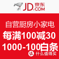 促销活动:京东 自营厨房小家电 每满100减30,另