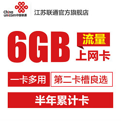 限地区:China unicom 江苏联通 全国6G流量卡 