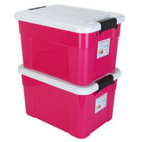 ailaiya 艾莱雅 塑料加固收纳百纳储物整理箱（大号）45L 超值2个装 玫红色 Z1252