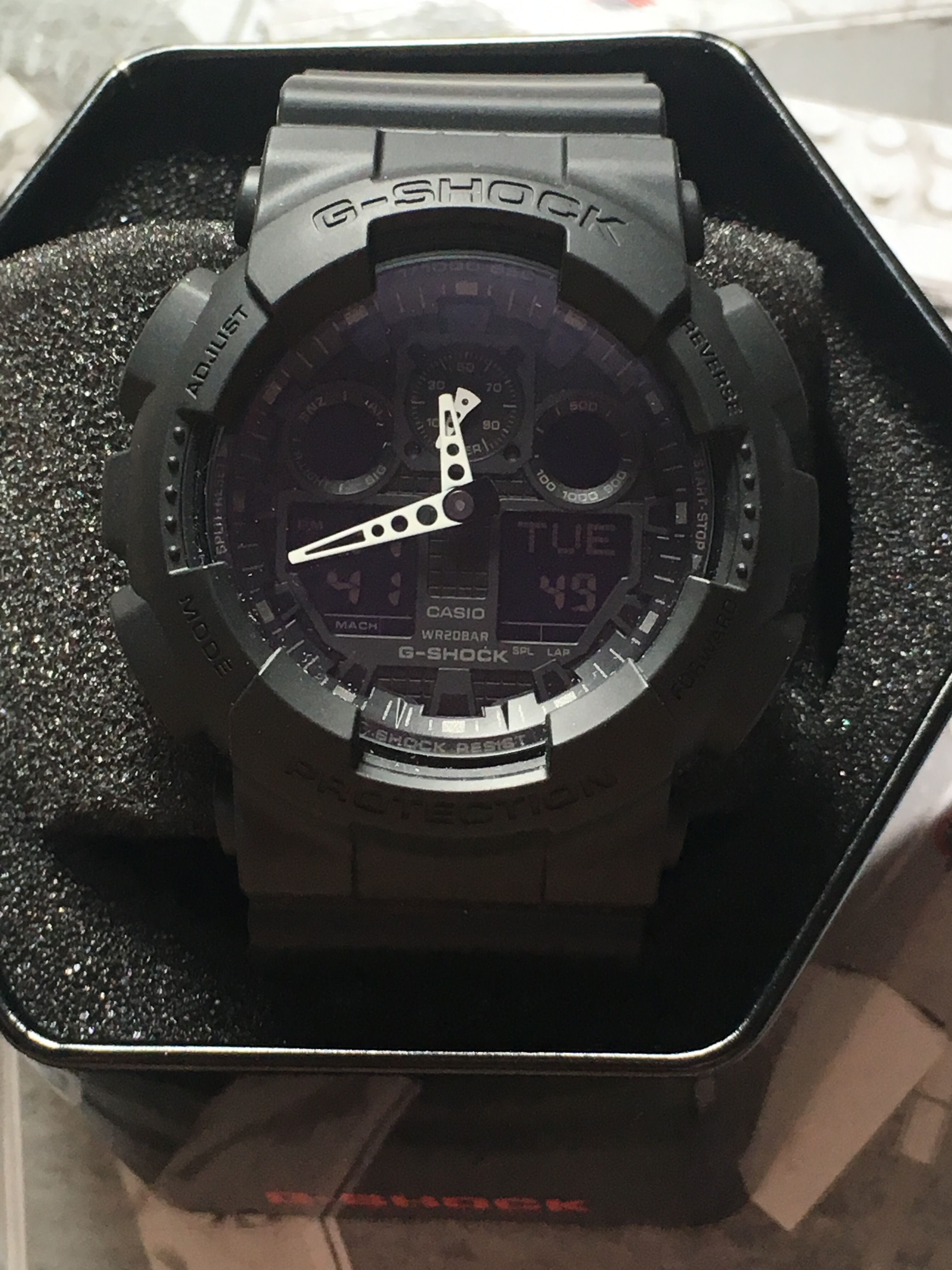 casio 卡西欧 g-shock ga-100-1a4 双显运动手表 全黑