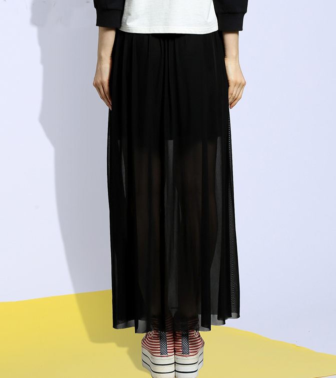 a02 D1Q1B0481SK 透视风拼接网眼修身长裙