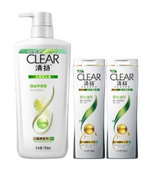 CLEAR 清扬 洗发露套装(控油平衡型750ml+草本融萃型160ml*2）