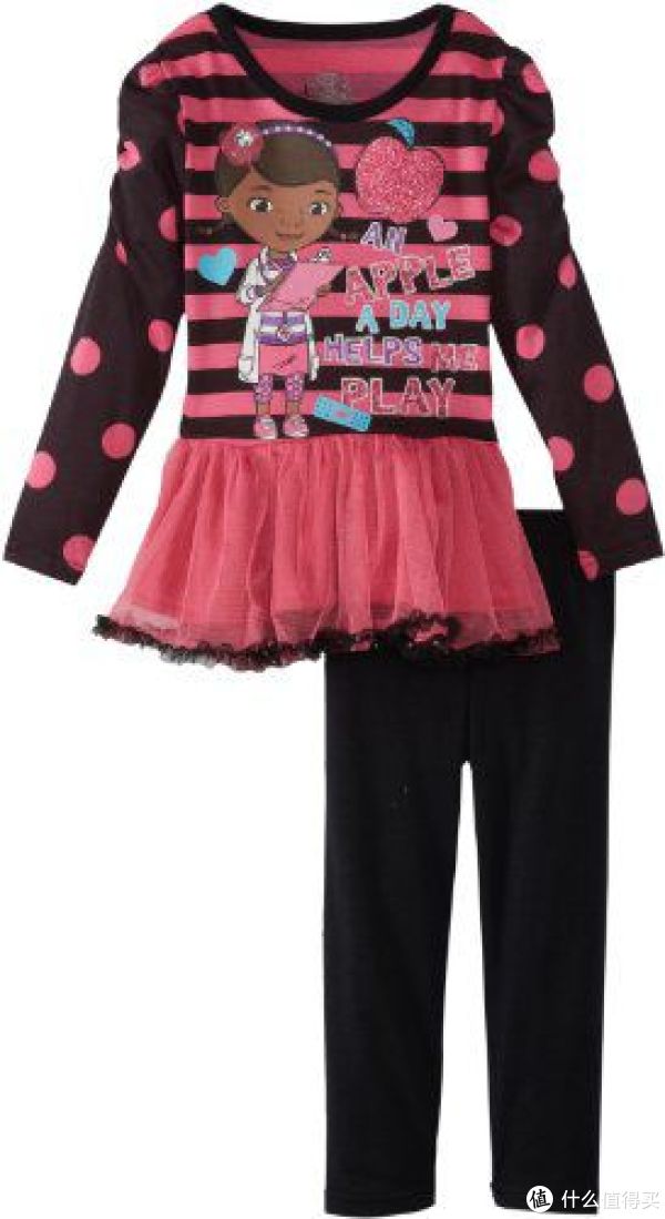 凑单品:Disney 迪士尼 Girls 2-6X 2 Piece Striped Doc Mcstuffins 小医生 女童条纹两件套