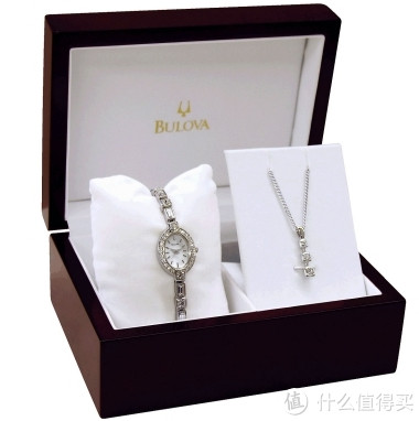 BULOVA 宝路华 96T49 女款镶水晶手镯腕表 礼盒套装（内含项链）