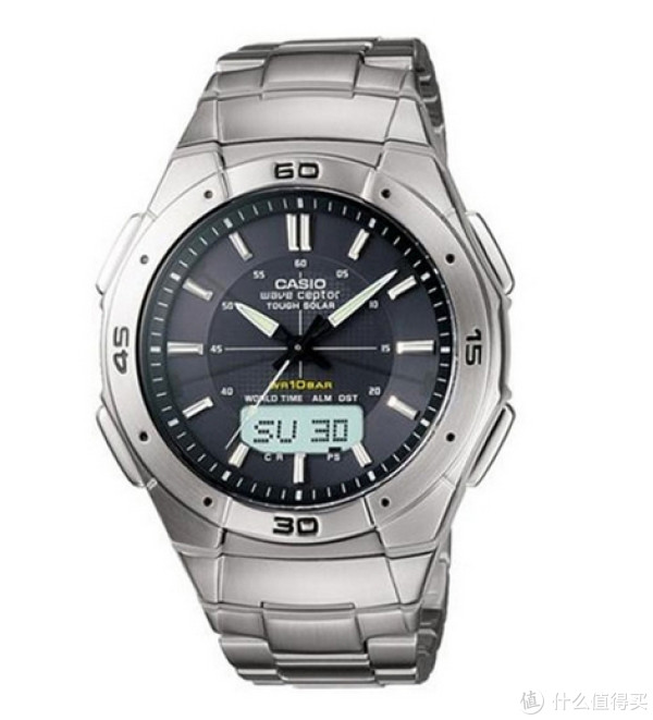 CASIO 卡西欧 Waveceptor WVA470DJ-1ACF 男士太阳能腕表(日本2局电波、双显)