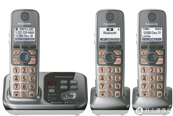Panasonic 松下 KX-TG385SK 无绳电话套装（官翻版、一拖四、DECT 6.0+、蓝牙连接手机）