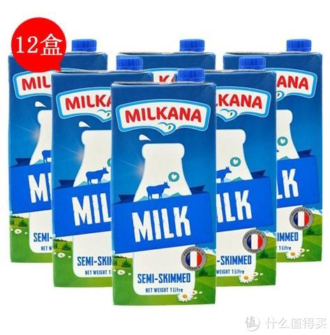限华南：MILKANA 百吉福 部分脱脂牛奶1L*12盒