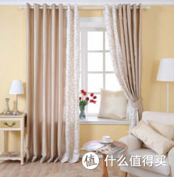 百瑞家 可定制布比绣花拼接欧式窗帘