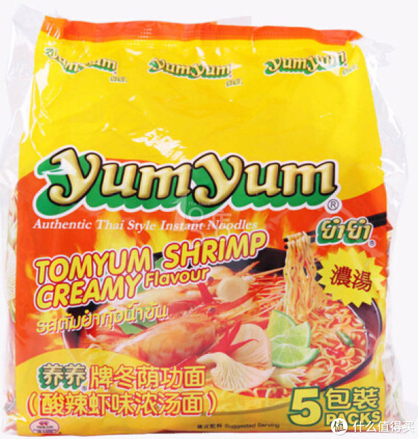 限华东:yumyum 养养 冬荫功面 酸辣虾味浓汤面 70g*5(进口)