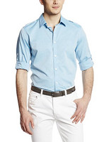 Calvin Klein Sportswear Link Stripe Chambray Roll-Sleeve 男士衬衫