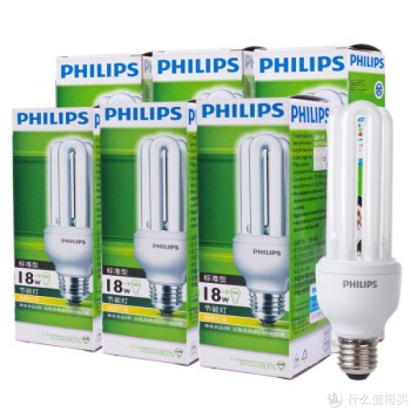 PHILIPS 飞利浦 18W E27 标准型 节能灯(白炽灯色 6支装)