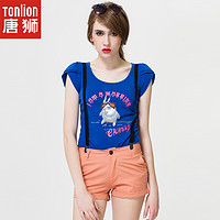Tonlion 唐狮 圆领背带短袖T恤