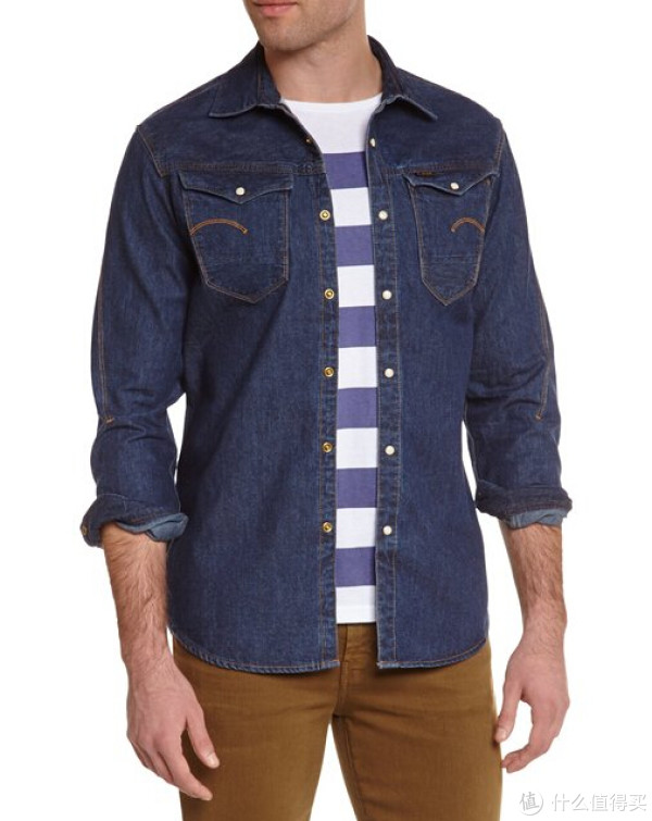 G-STAR Raw Arc 3D Long Sleeve 男款牛仔衬衫 (L码)
