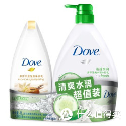 DOVE 多芬 沐浴乳清透水润1L+乳木果和香草300ml