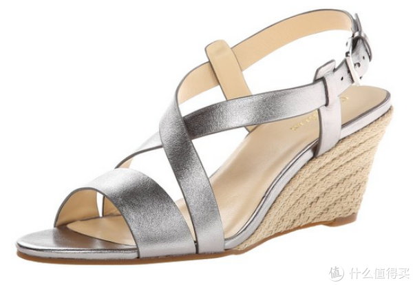 Cole Haan Taylor Wedge Sandal 女款真皮坡跟凉鞋 银色