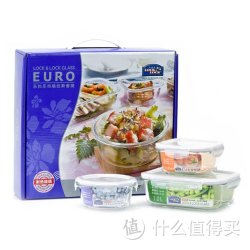 LOCK&amp;LOCK 乐扣乐扣 LLG821S001 四面锁扣格拉斯保鲜盒3件套