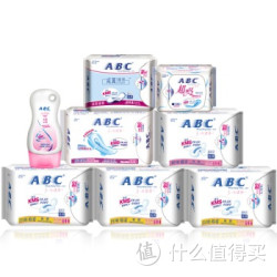 ABC 超吸超薄减翼干爽纯棉卫生巾组合9件（日32片+夜14片+护垫22片+护理液80ml）