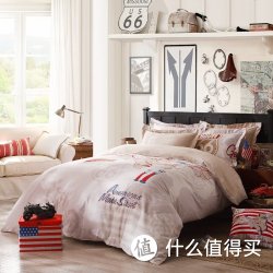 LOVO 罗孚 大平网印花 1582096 66号公路 双人四件套 200*230cm（1.5米床适用）