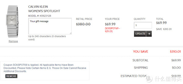 Calvin Klein Spotlight系列 K5623126 女士时装腕表