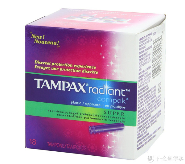 凑单品：TAMPAX 丹碧丝 Radiant系列 紧凑型导管式卫生棉条 大流量装 18支装